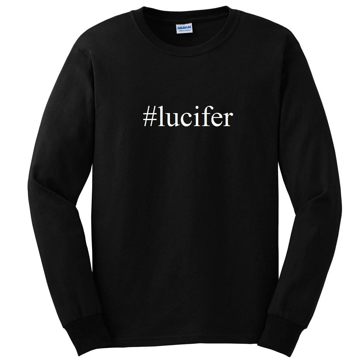 #lucifer Tee Shirt Funny Black Rare Devil Hash Tag Lucifer Long Sleeve T-shirt
