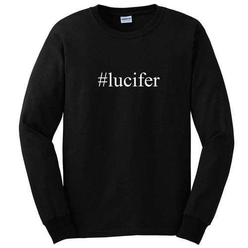 #lucifer Tee Shirt Funny Black Rare Devil Hash Tag Lucifer Long Sleeve T-shirt