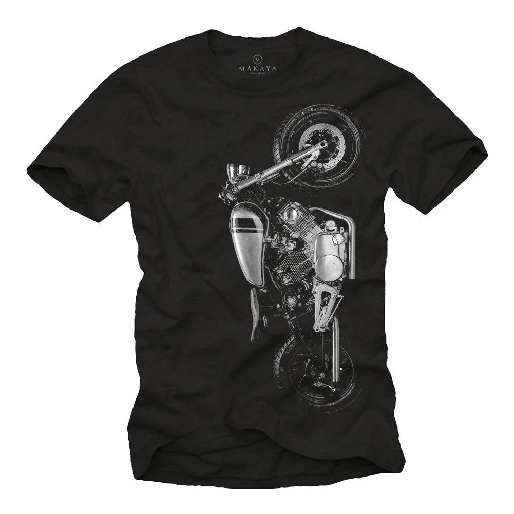 Custom Conversion Motorcycle Mens T-Shirt with Virago XV 750 Cafe Racer - Biker Men