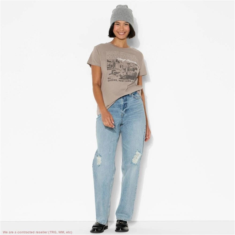 Women's Mainstreet Market Vinyl Records Short Sleeve Graphic T-Shirt - Brown L
