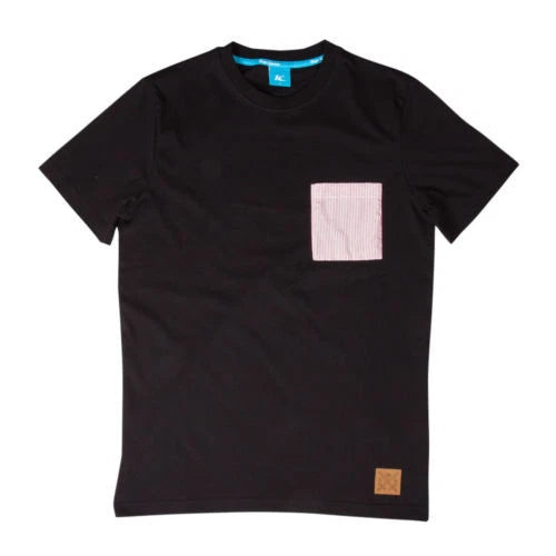 King Insignia Pinstripe Pocket Black Crew Neck Urban Tee T-shirt