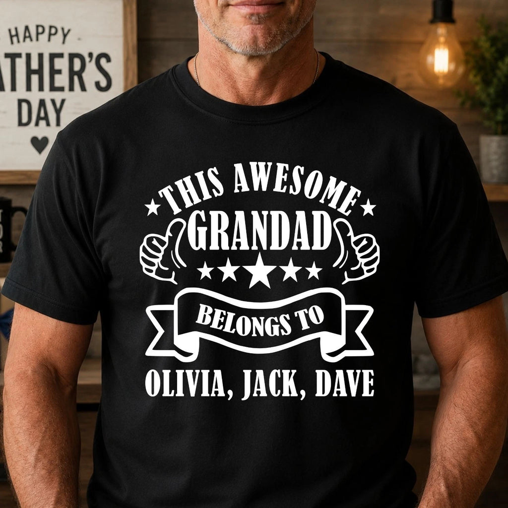 Personalised Grandad T Shirt Custom Family Gift Fathers Day Grandpa Xmas Tee Top