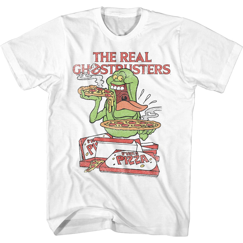 The Real Ghostbusters Cartoon Slimer Eating Pizza Men's T Shirt