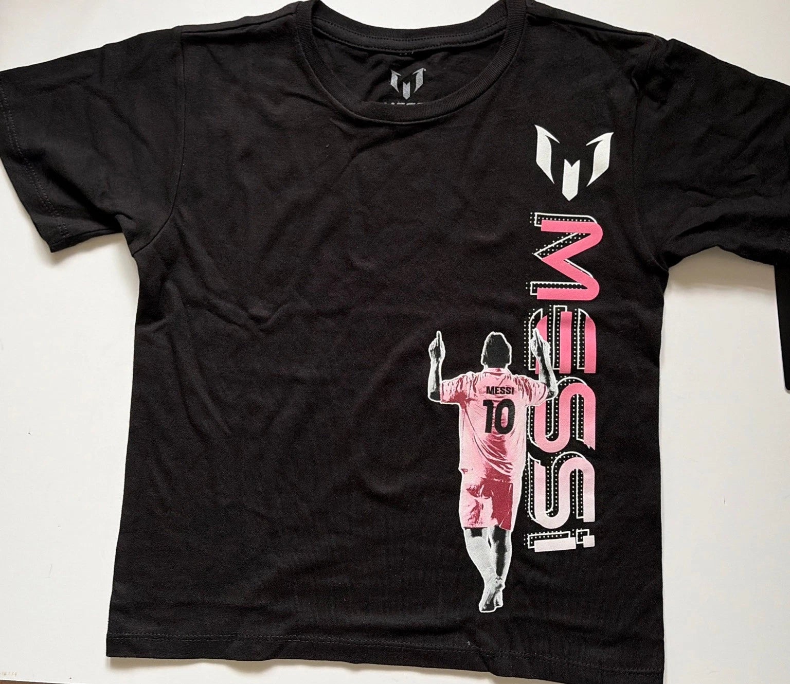Soccer -Messi Logo Black T-Shirt Size 6 New# With Tags World Cup
