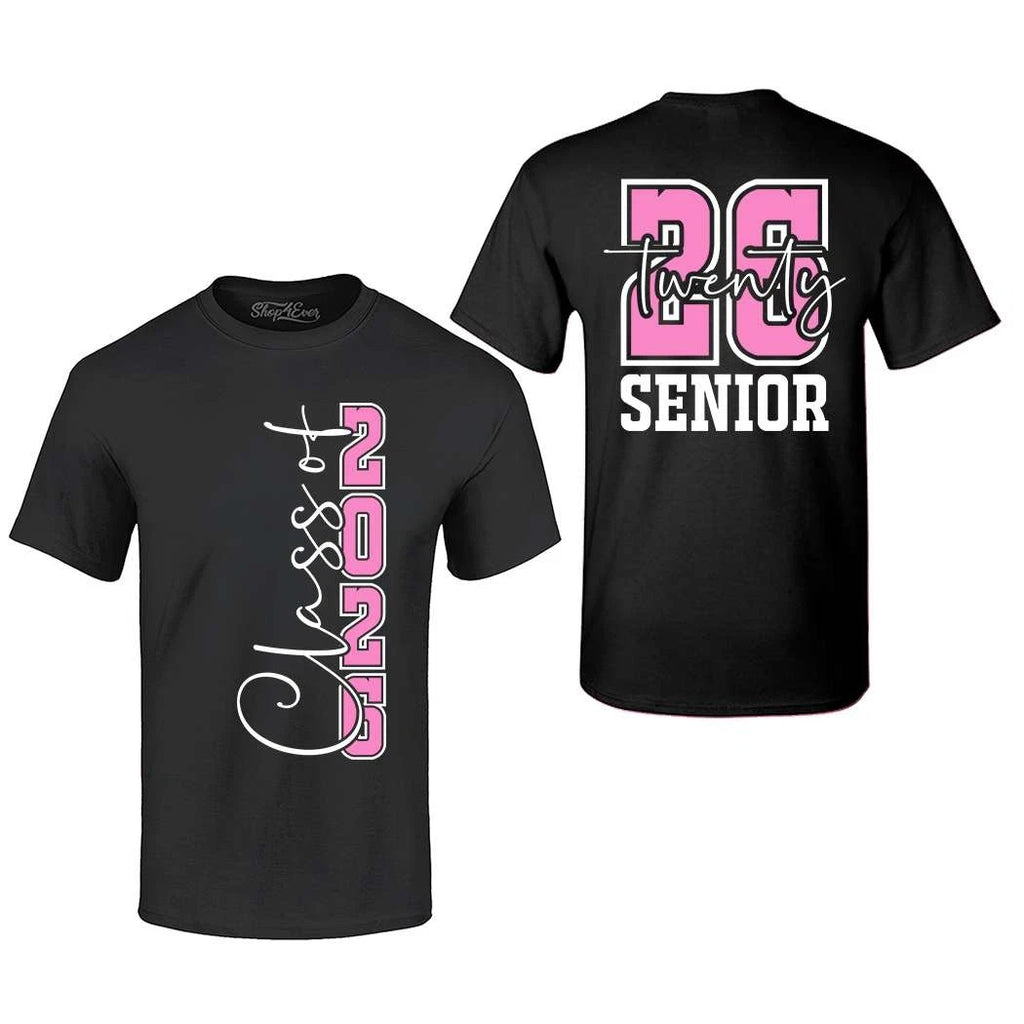 Pink Class of 2026 Double Sided T-shirt Senior Graduate Shirt