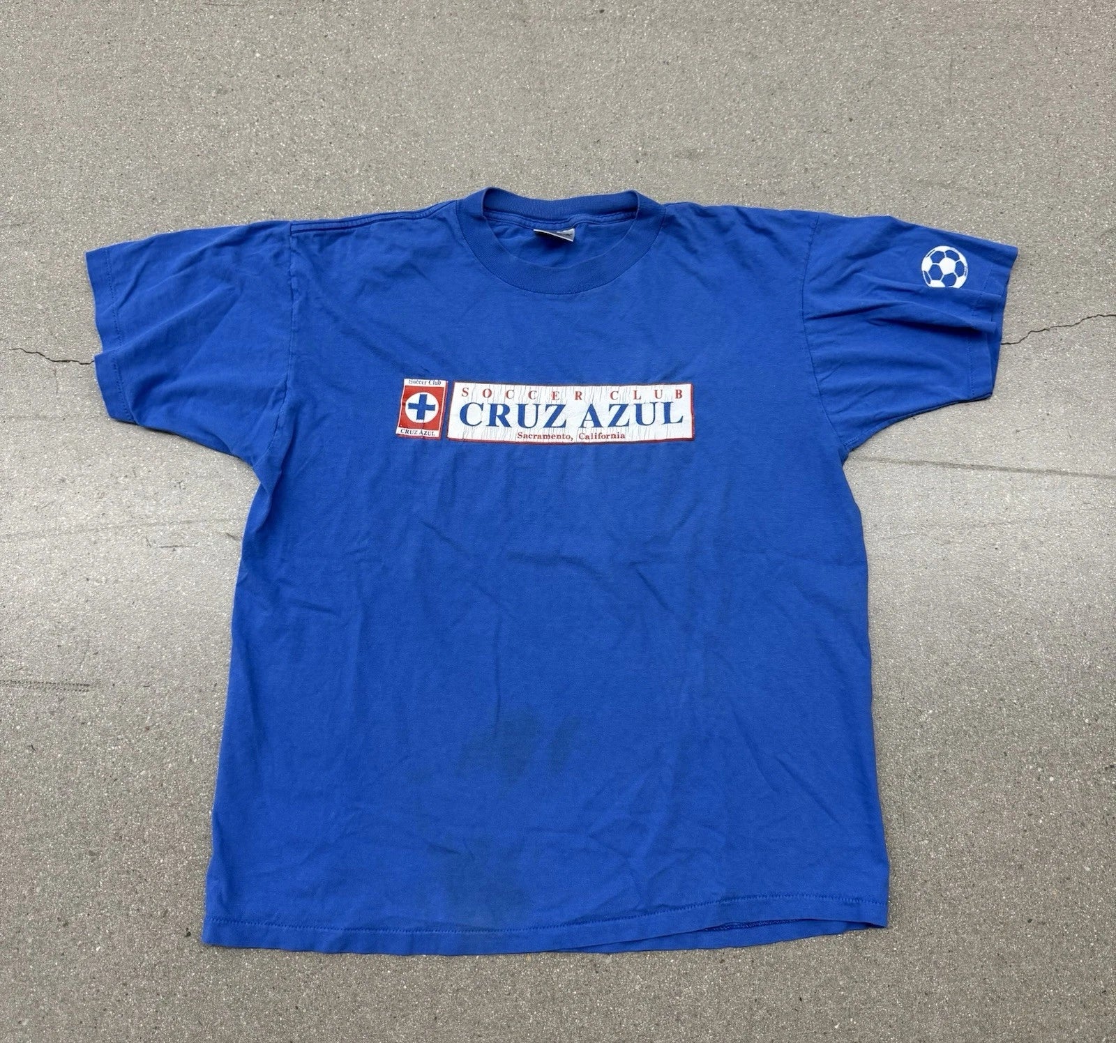 Vintage 90’s Cruz Azul Cemento Mexico Soccer Blue Graphic T-shirt Men’s XL Rare