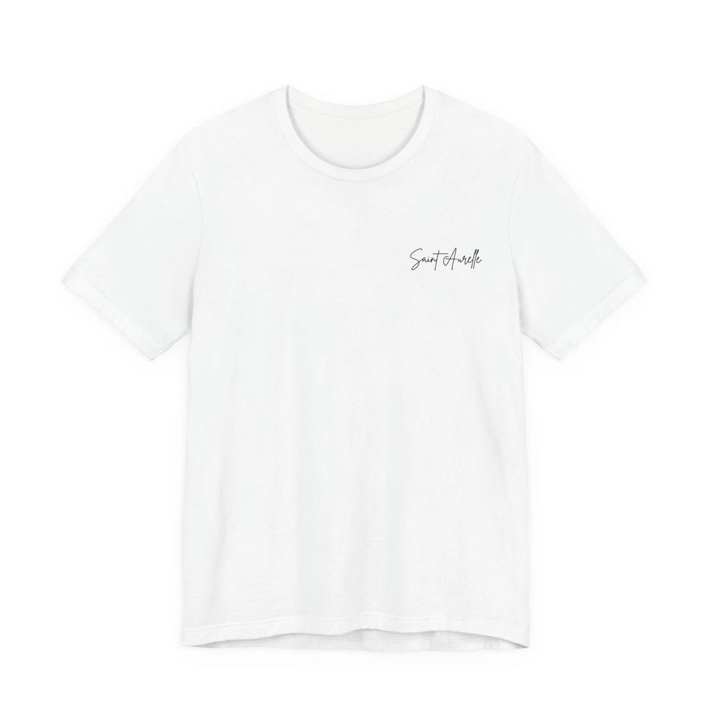 Saint Aurelle Logo T-Shirt | Minimal Chest Print, White Tee