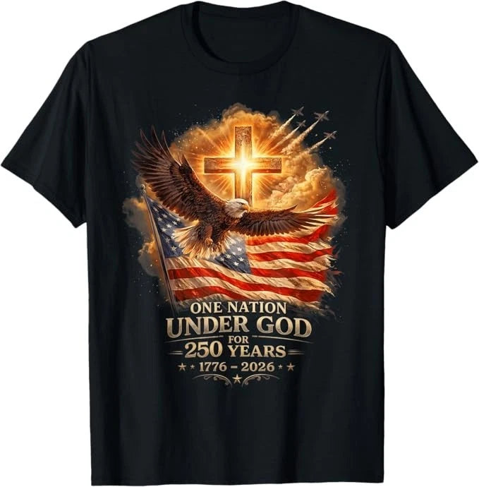 Christian Cross Eagle American Flag Anniversary Men Women T-Shirt