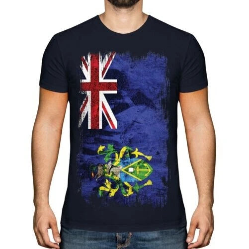 Pitcairn Islands Grunge Flag Men's T-Shirt Gift Clothing Jersey
