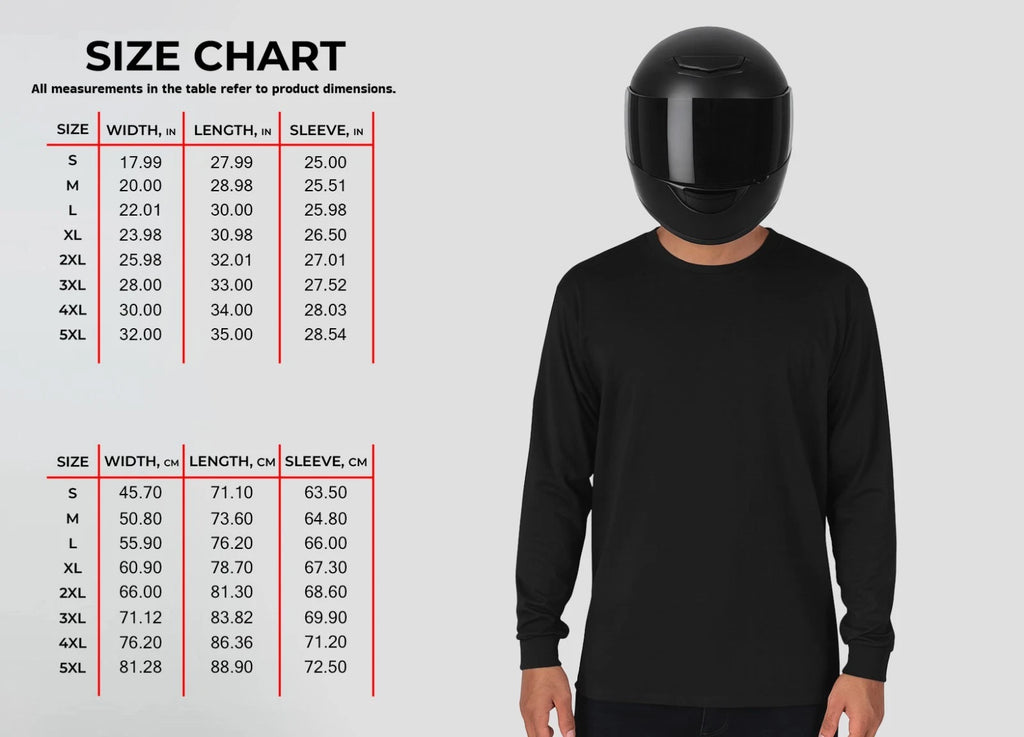 Custom Motorcycle Tee 2side Print  - Biker Long Sleeve for Riders
