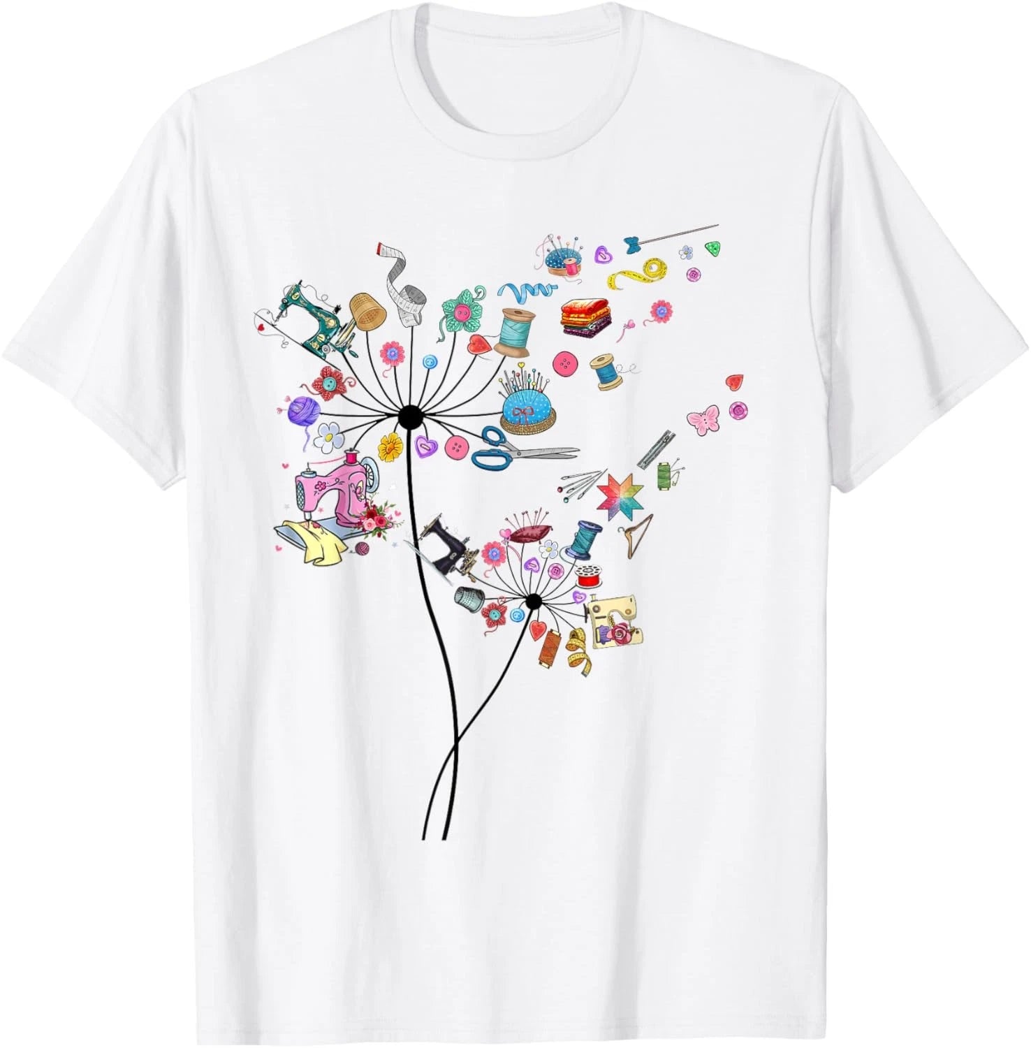 Cute Sewing Dandelion Flowers Quilting Quilter Sewer Tee T-Shirt
