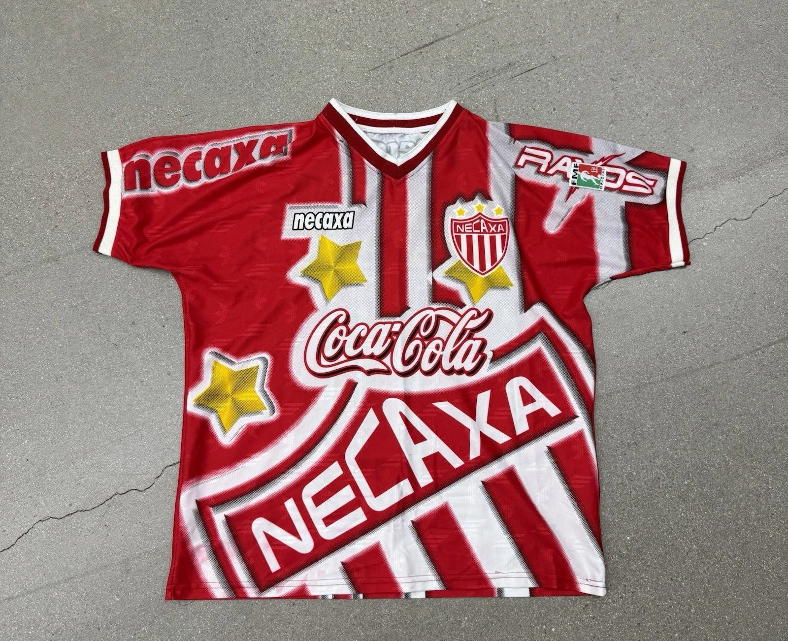 Vintage 90’s Necaxa Mexican Soccer Jersey All Over Print Sol Men’s XL Red