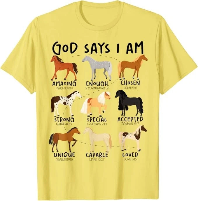 God Says I Am Horses Christian Women Girls Kids Boy Horse T-Shirt