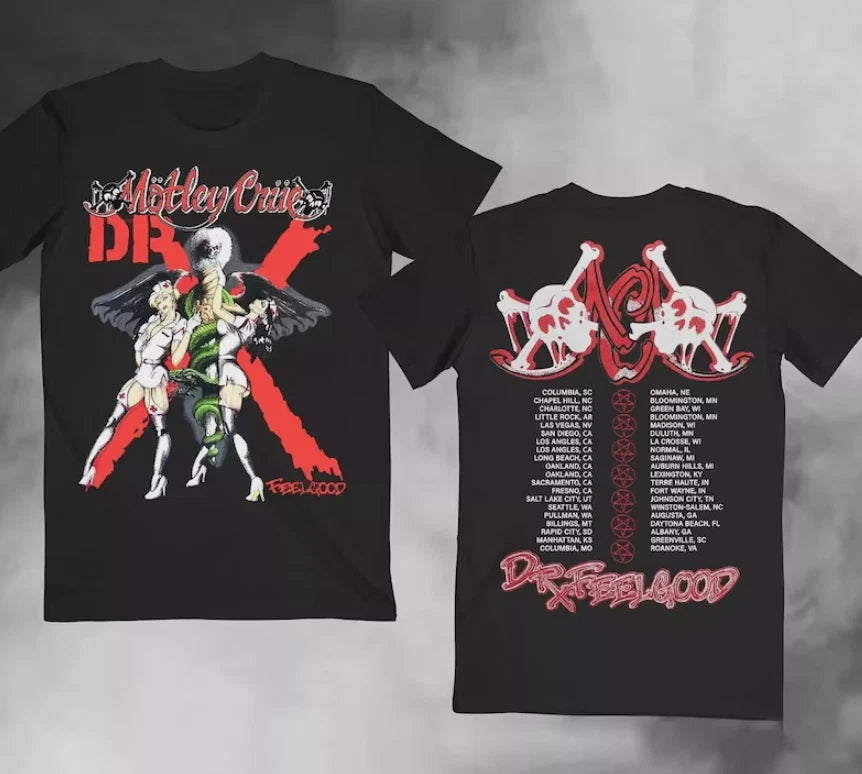Vintage 80s Motley Crue Dr. Feelgood Concert Tour Metal Rock T-Shirt