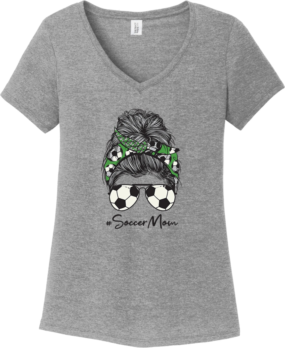 Mom Bun Soccer Mom Soccer Ball Headband Womens Tri Blend V-neck T-Shirt
