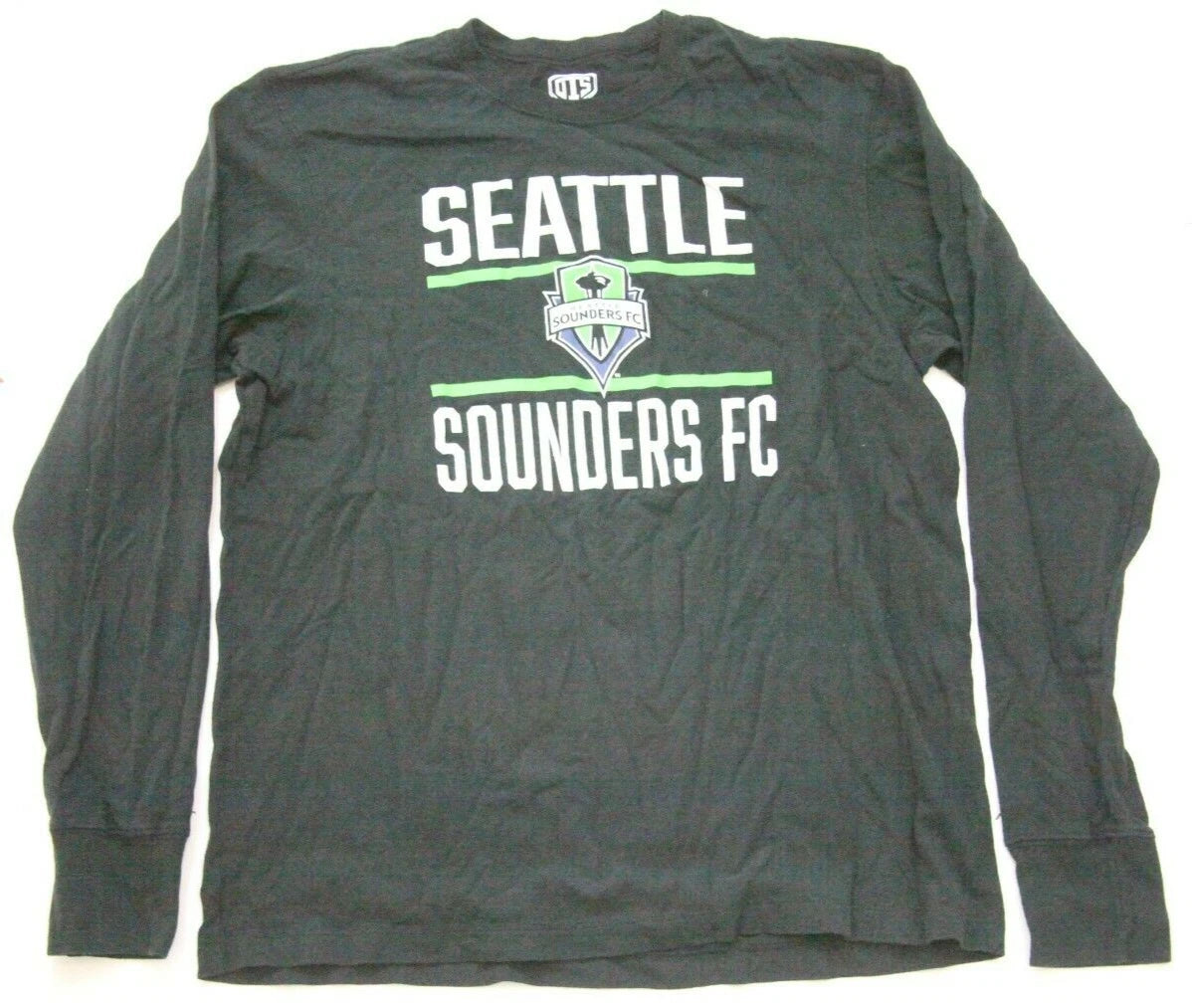 OTS Seattle Sounders Black White Graphic T-Shirt Top Large Cotton Men's Tee GG10