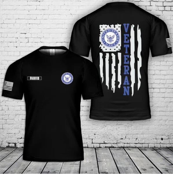 Custom name US Navy Veteran 3D T-Shirt