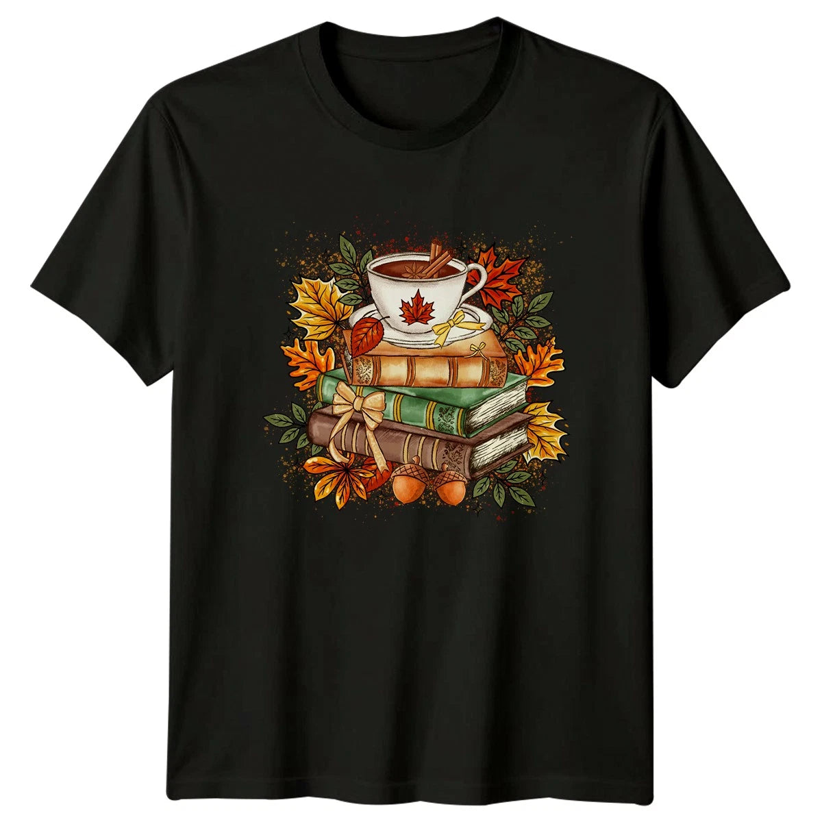 Cozy Autumn Vibes And Stack T-Shirt Book Lover Academia Seasonal Fall