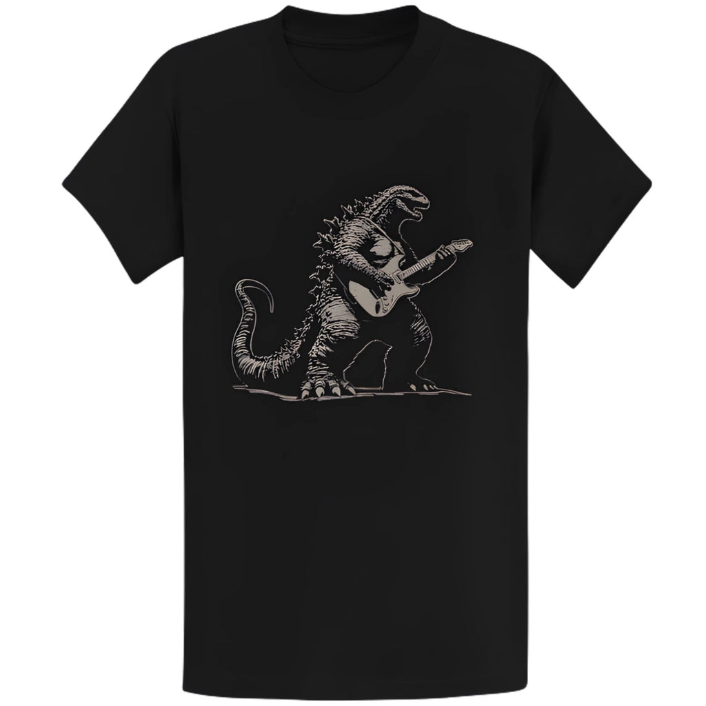 Gildan 5000 Godzilla Electric Guitar T-Shirt - Rockstar Dino Gift Tee