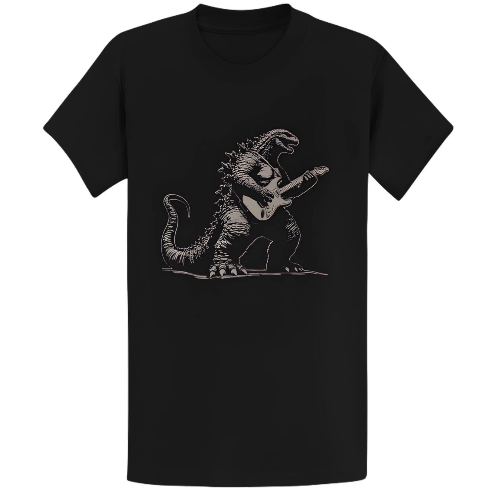 Gildan 5000 Godzilla Electric Guitar T-Shirt - Rockstar Dino Gift Tee
