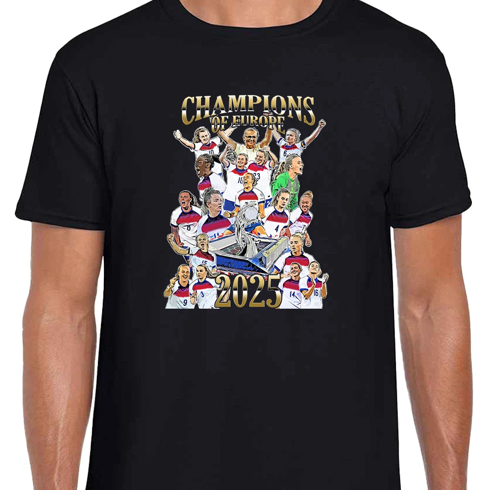 England Womens Champions Of Europe 2025 Unisex T-Shirt Tee S-XXXL Great Gift