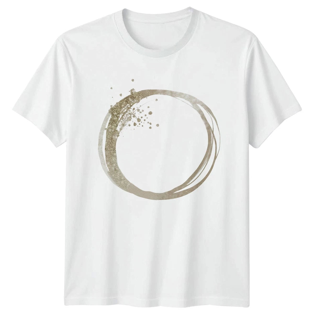 Abstract Gold Glitter Watercolor Minimalist Womens T-Shirt Brushstroke Circle