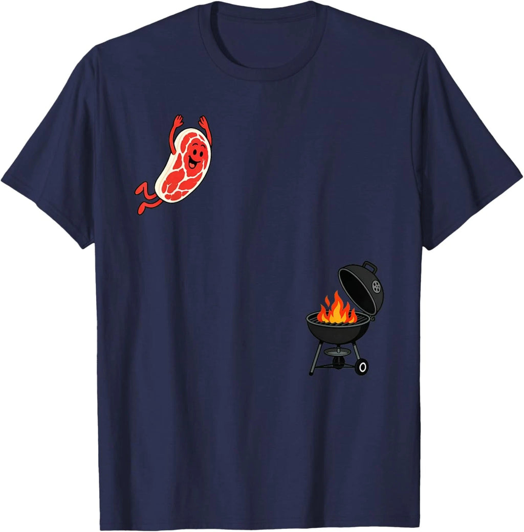 Steak Dive Funny Flying Steak BBQ Grilling Cartoon Humor Art Unisex T-Shirt