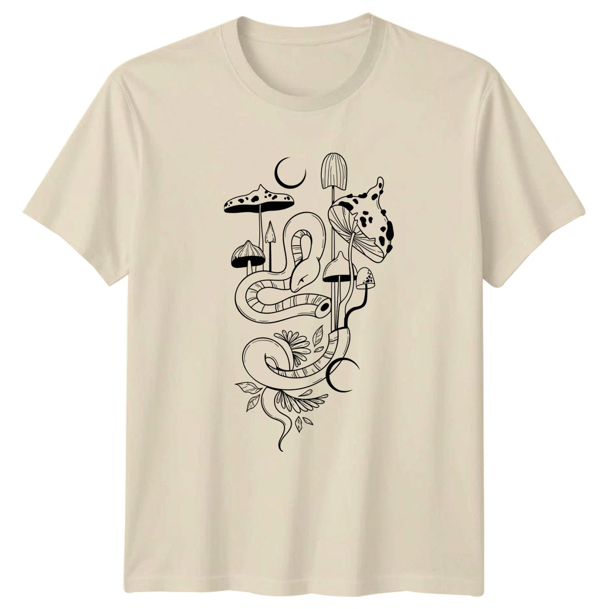 Mystical Forest Snake Mushroom Moon T-Shirt Mushroom Art Nature Birthday Gift