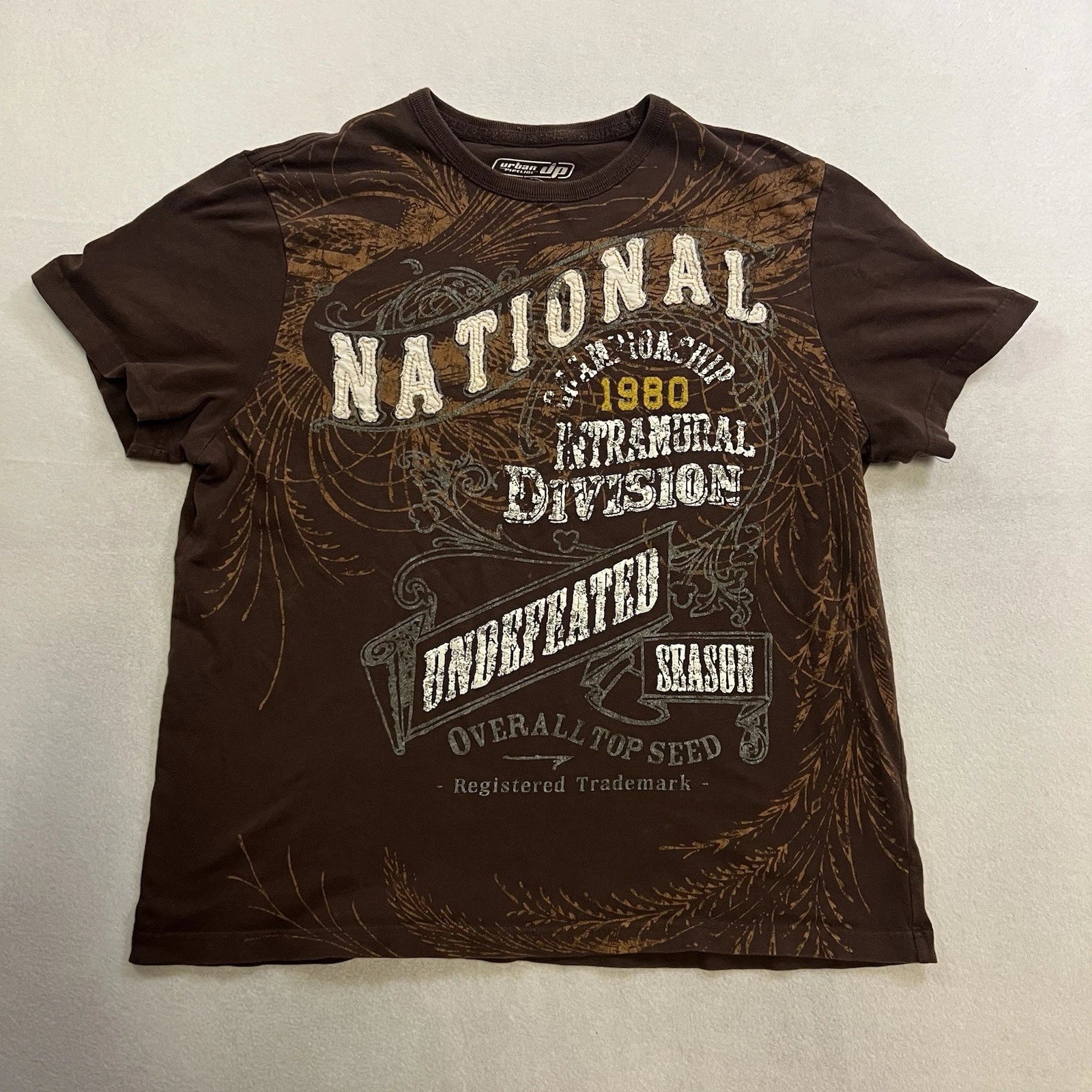 Vintage Urban Up Pipeline T-Shirt Mens Size XL Brown Distressed Y2K Short Sleeve