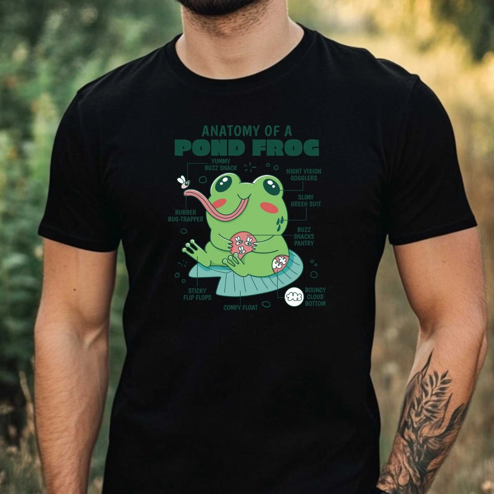 Mens Frog Motif Cotton T Shirt Size XS to 5XL