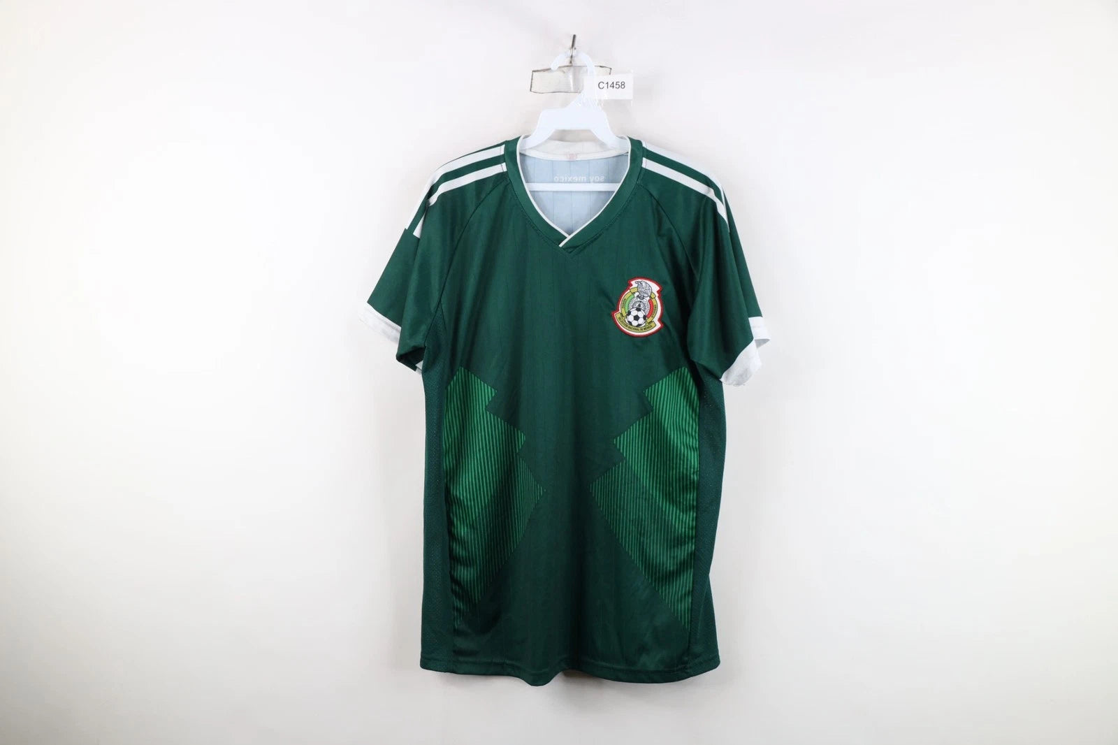Vtg Mens Medium Striped Spell Out National Team Mexico Soccer Football Jersey