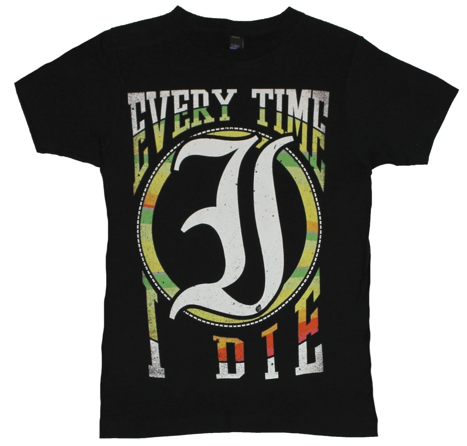 Every time I Die Adult New T-Shirt - Giant Circled Distressed and Colored Logo