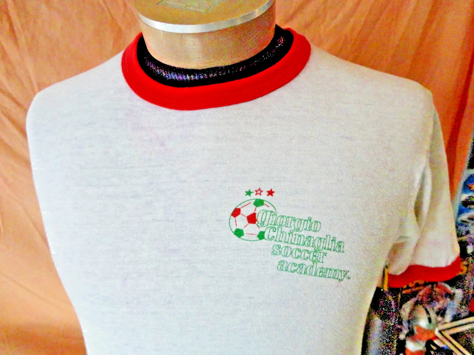 Vintage 80s Giorgio Chinaglia Soccer Academy Ringer T Shirt S