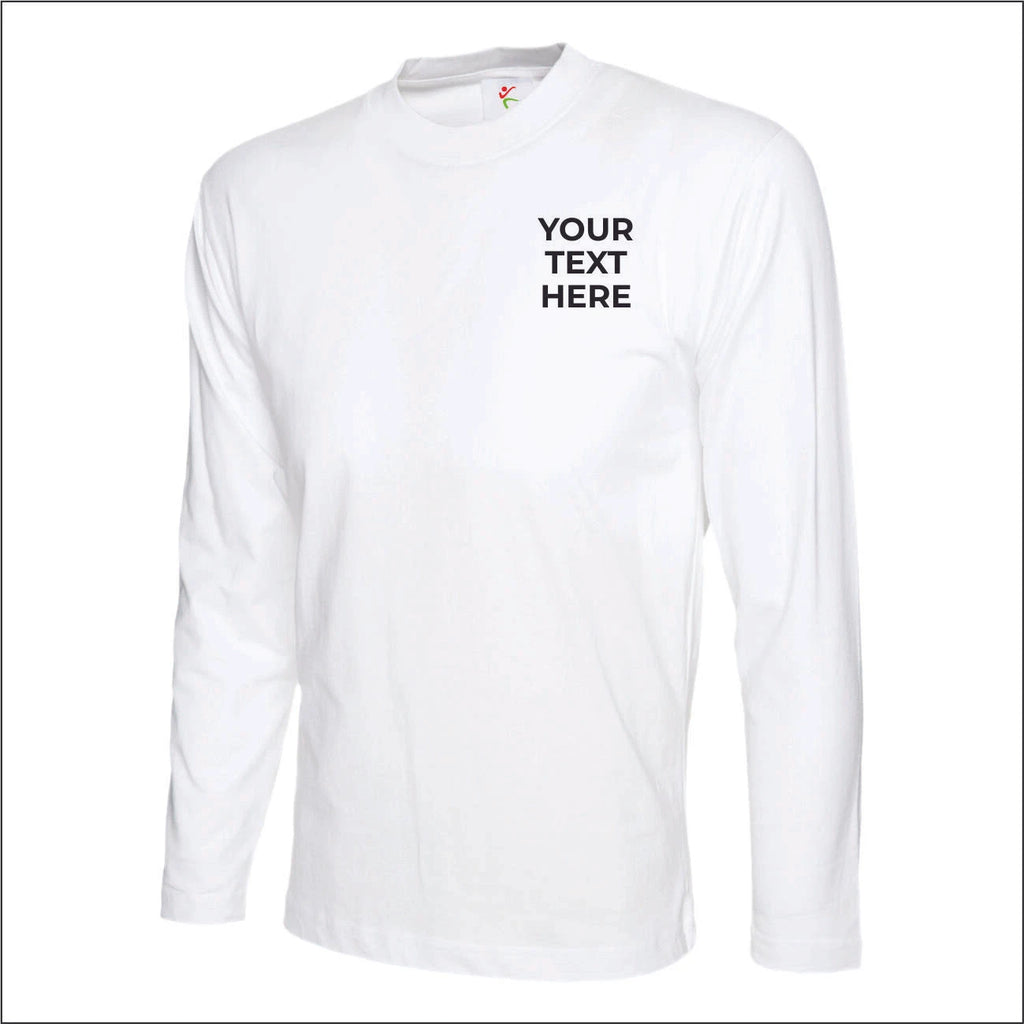 Personalised Long Sleeve T-Shirt Custom Text Printed Workwear, Workout T Shirt