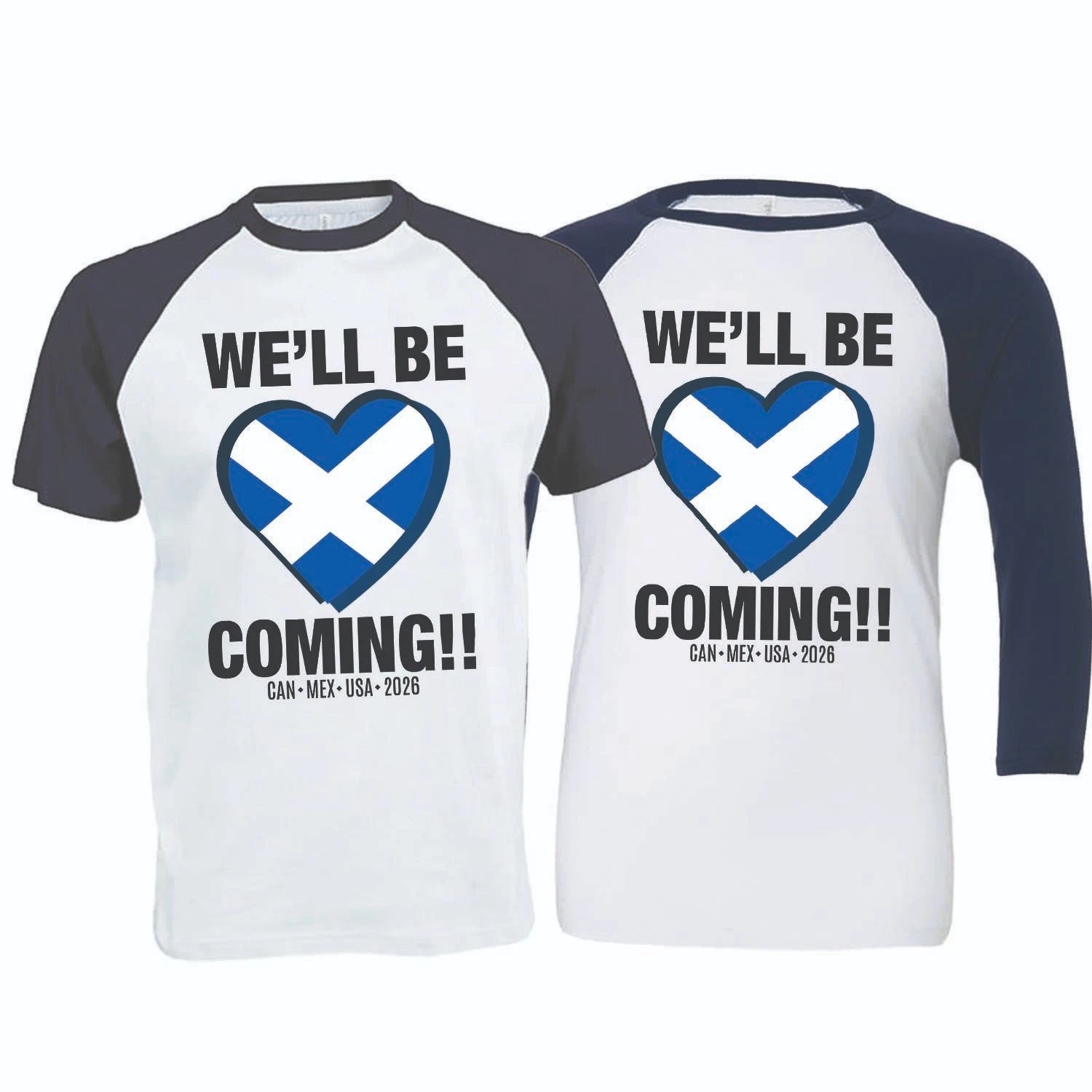 We'll Be Coming, USA 2026, No Scotland No Party Football Baseball T-Shirt (SC-5)
