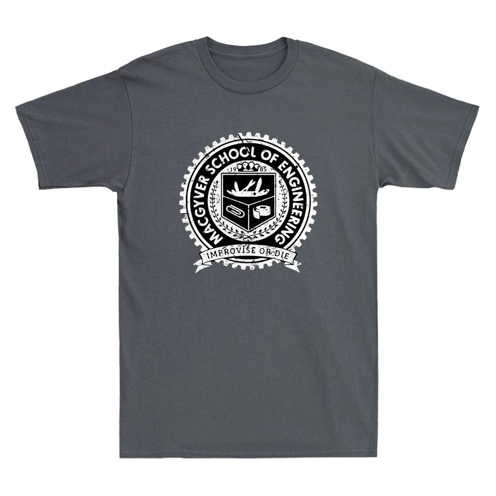 Macgyver School Of Engineering Logo 80's Retro TV Series Vintage Men's T-Shirt
