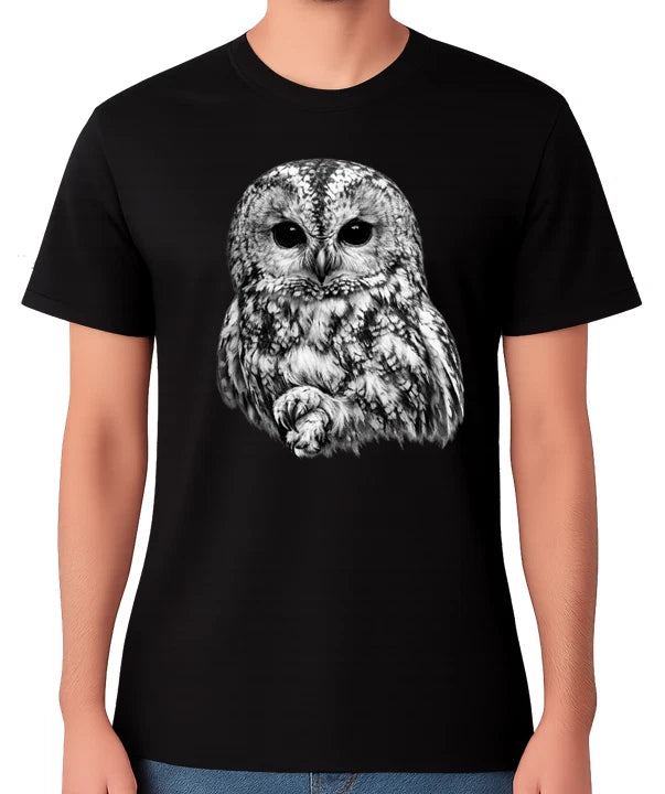 Tawny Owl Illustration Art Unisex T-Shirt Abstract Wildlife Lover Tee