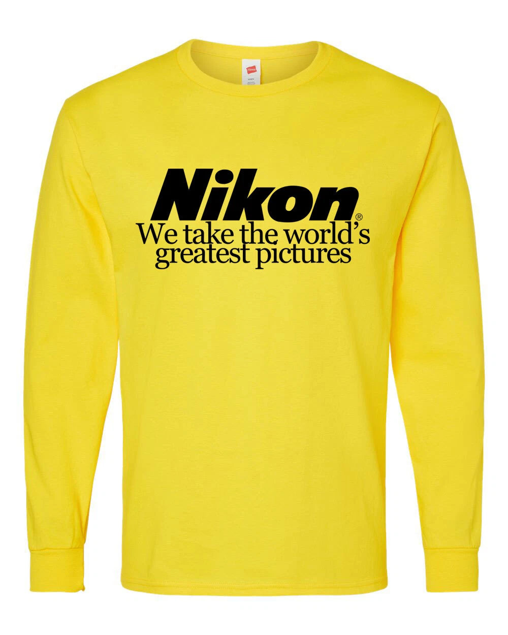 Nikon Camera Logo Long Sleeve T Shirt We Take The Worlds Greatest Pictures