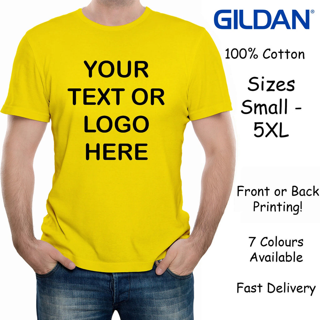 Personalised Men's Custom Printed T-Shirt Stag Customised Tee Front Back Gildan