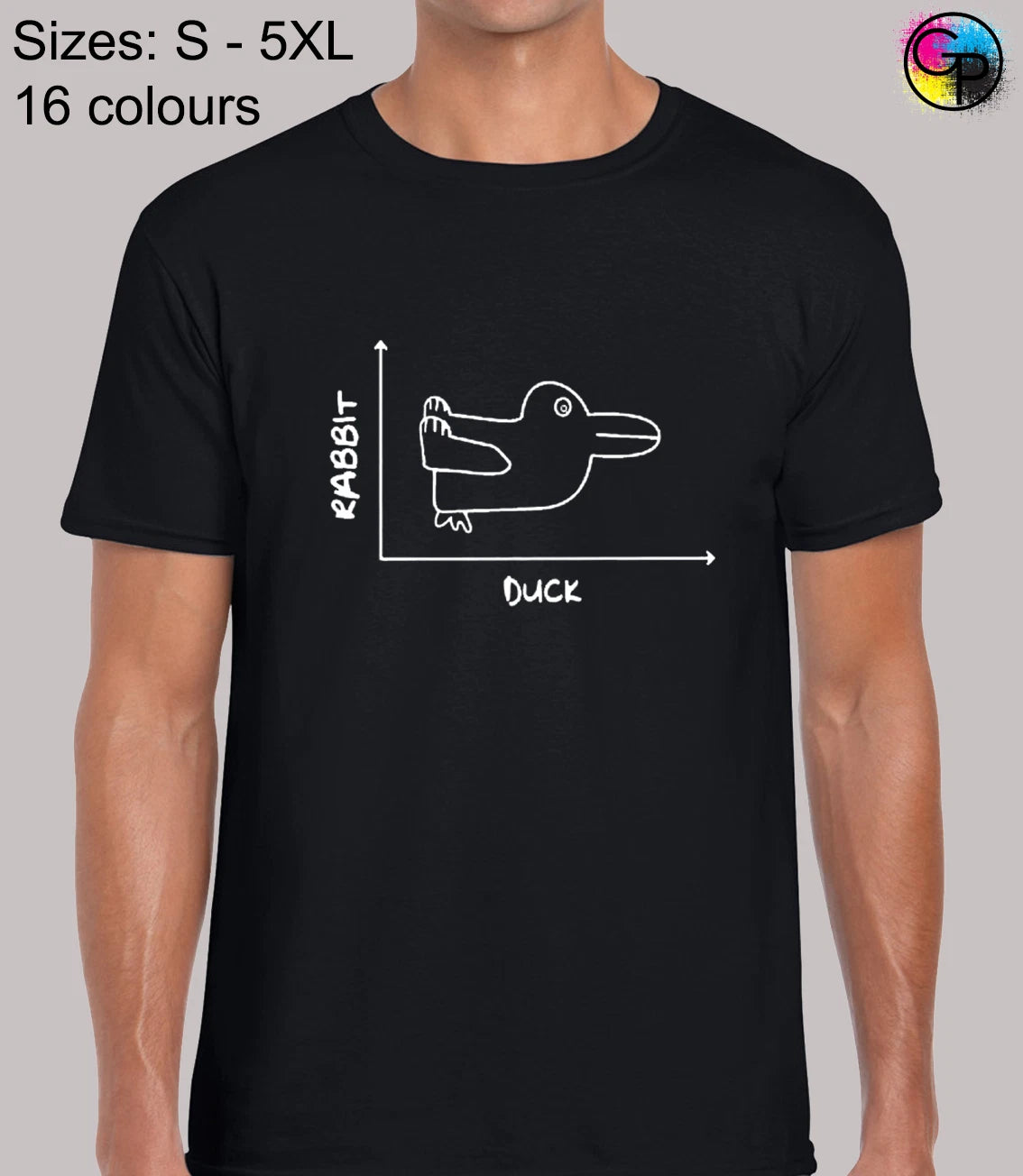 Rabbit Or Duck Graph Cool Funny Top Regular Fit T-Shirt Top TShirt Tee for Men