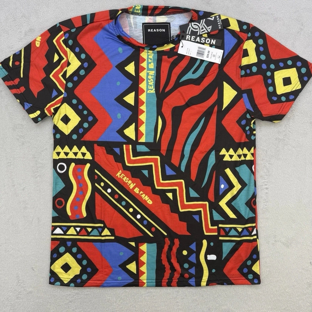 Reason Brand Shirt Mens Medium Abstract Geometric Print Streetwear Tee