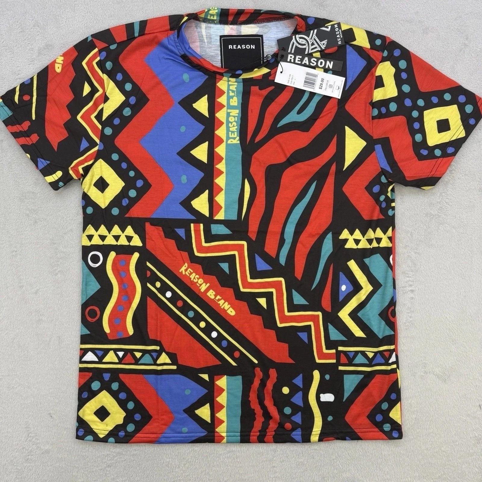 Reason Brand Shirt Mens Medium Abstract Geometric Print Streetwear Tee