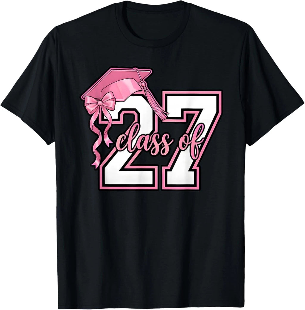 Senior 2027 Graduation Pink Coquette Bow Class of 2027 T-Shirt