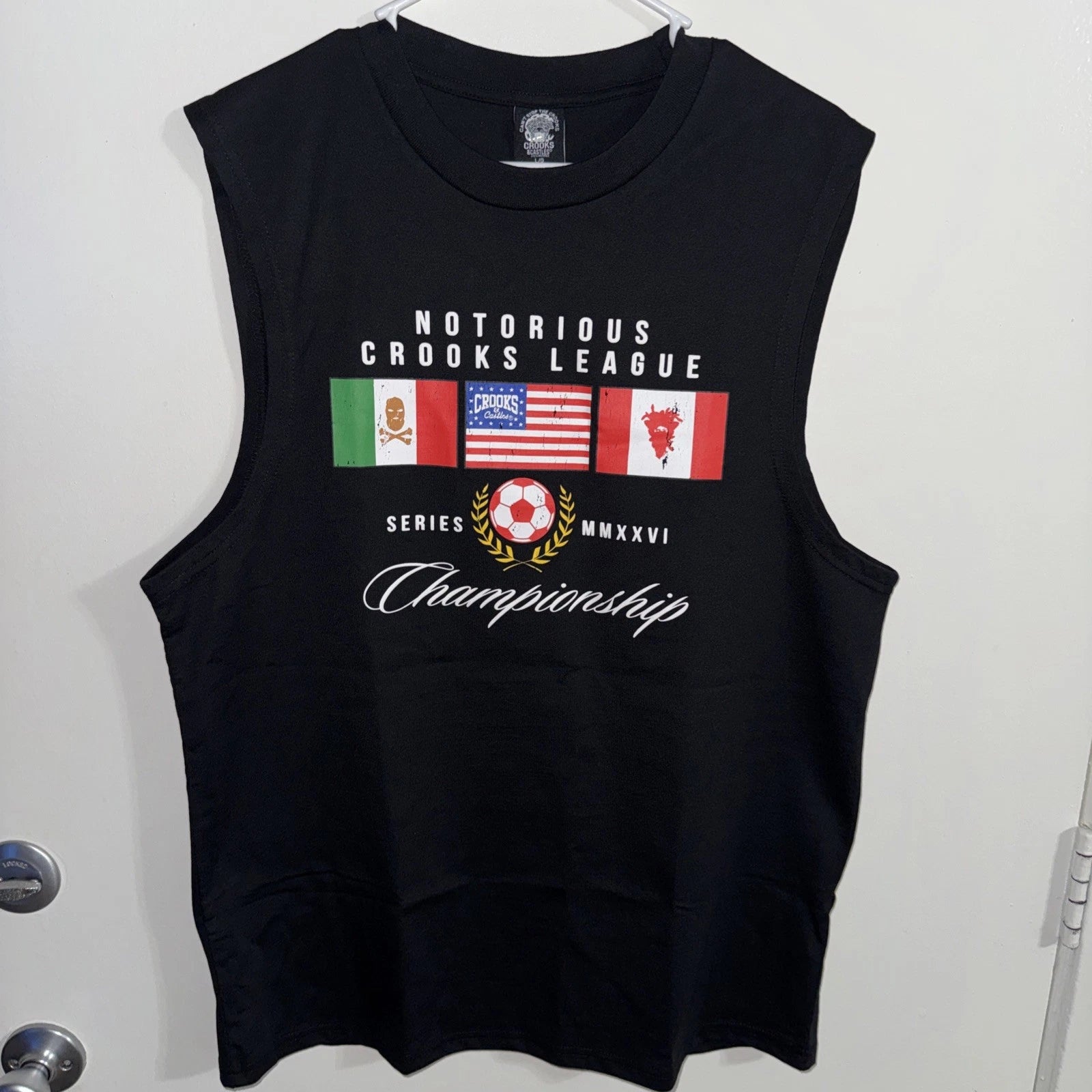 Crooks & Castles Tank Top T-Shirt Sz L Crooks Soccer League Hooligans Edition