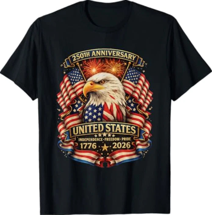 USA Independence 250th Anniversary 1776 2026 Patriotic Eagle T-Shirt
