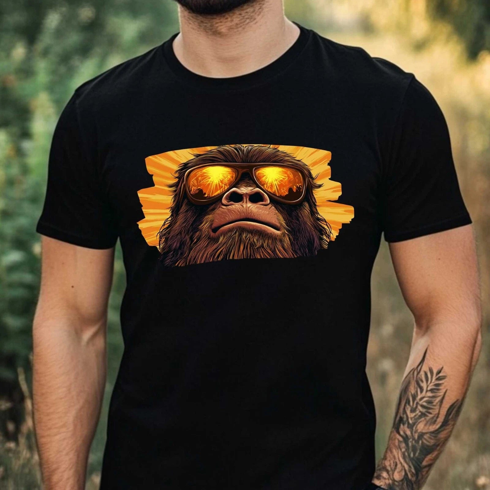 Men's Bigfoot Sunglasses Print Cotton T-Shirt Size XS to 5XL