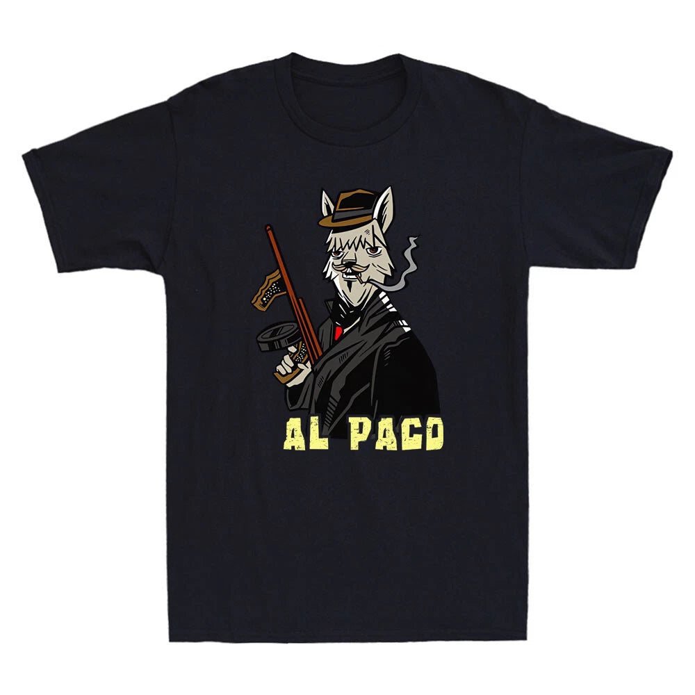 Alpaca Llama Mafia Gangster Al Paco Funny Alpaca Meme Gift Vintage Men's T-Shirt