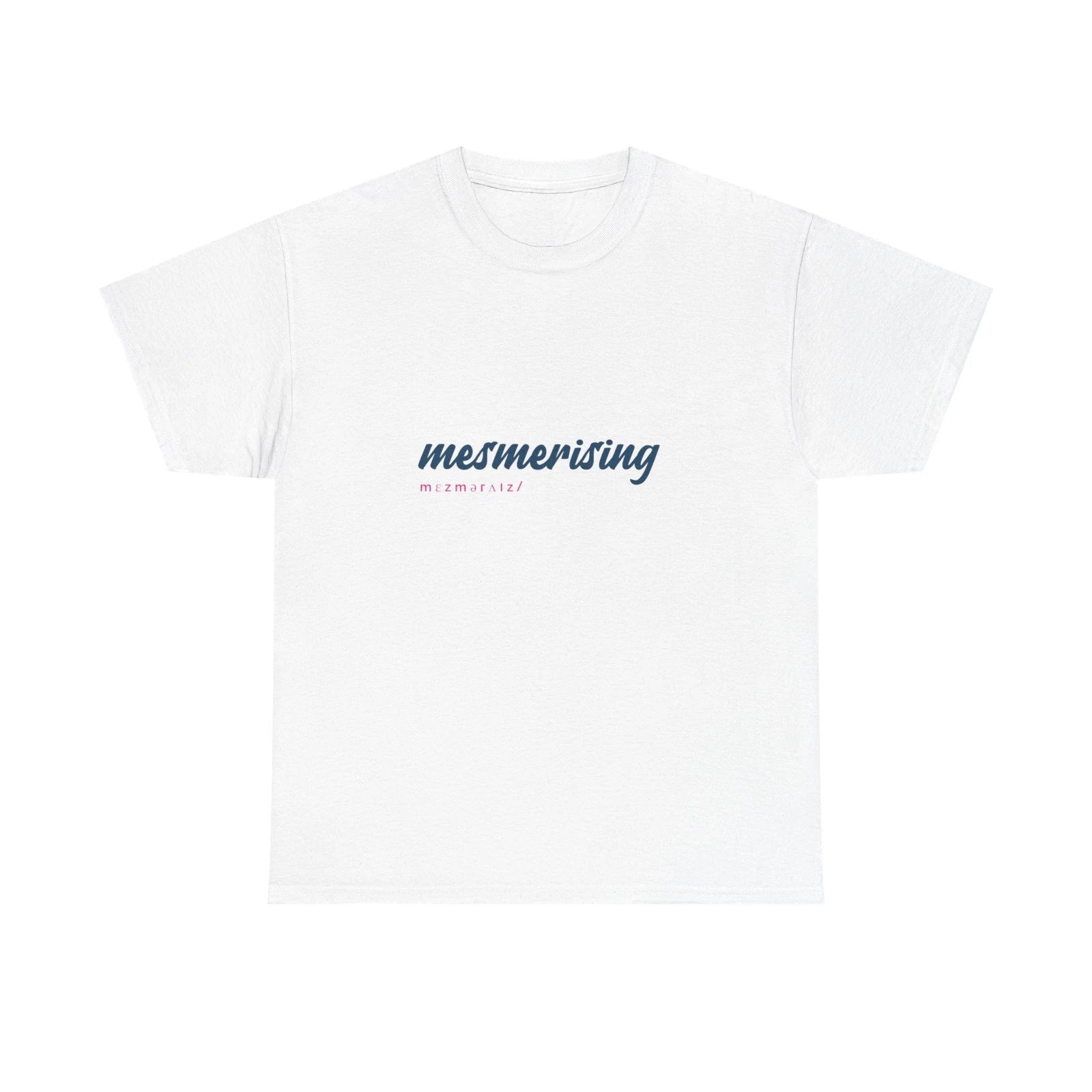 mesmerising tee | script text graphic, minimalist white t-shirt