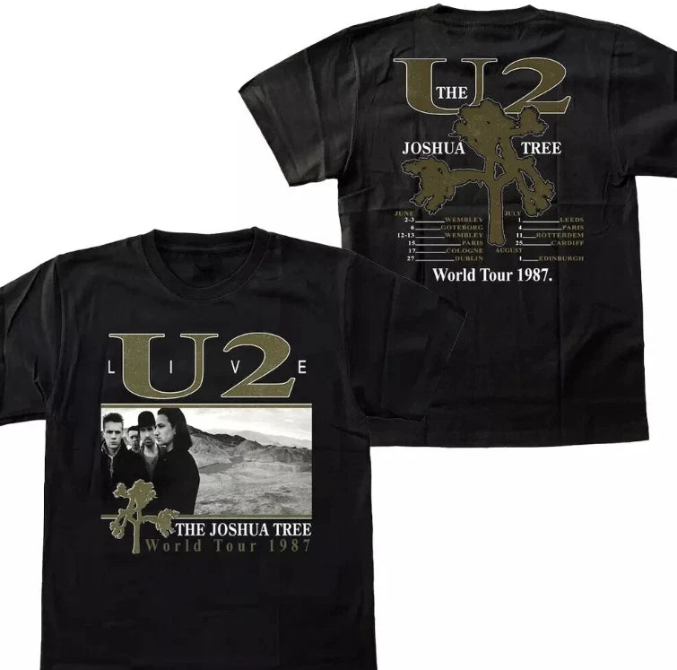 U2 Band The Joshua Tree World Tour Heavy Cotton Black All Size T Shirt