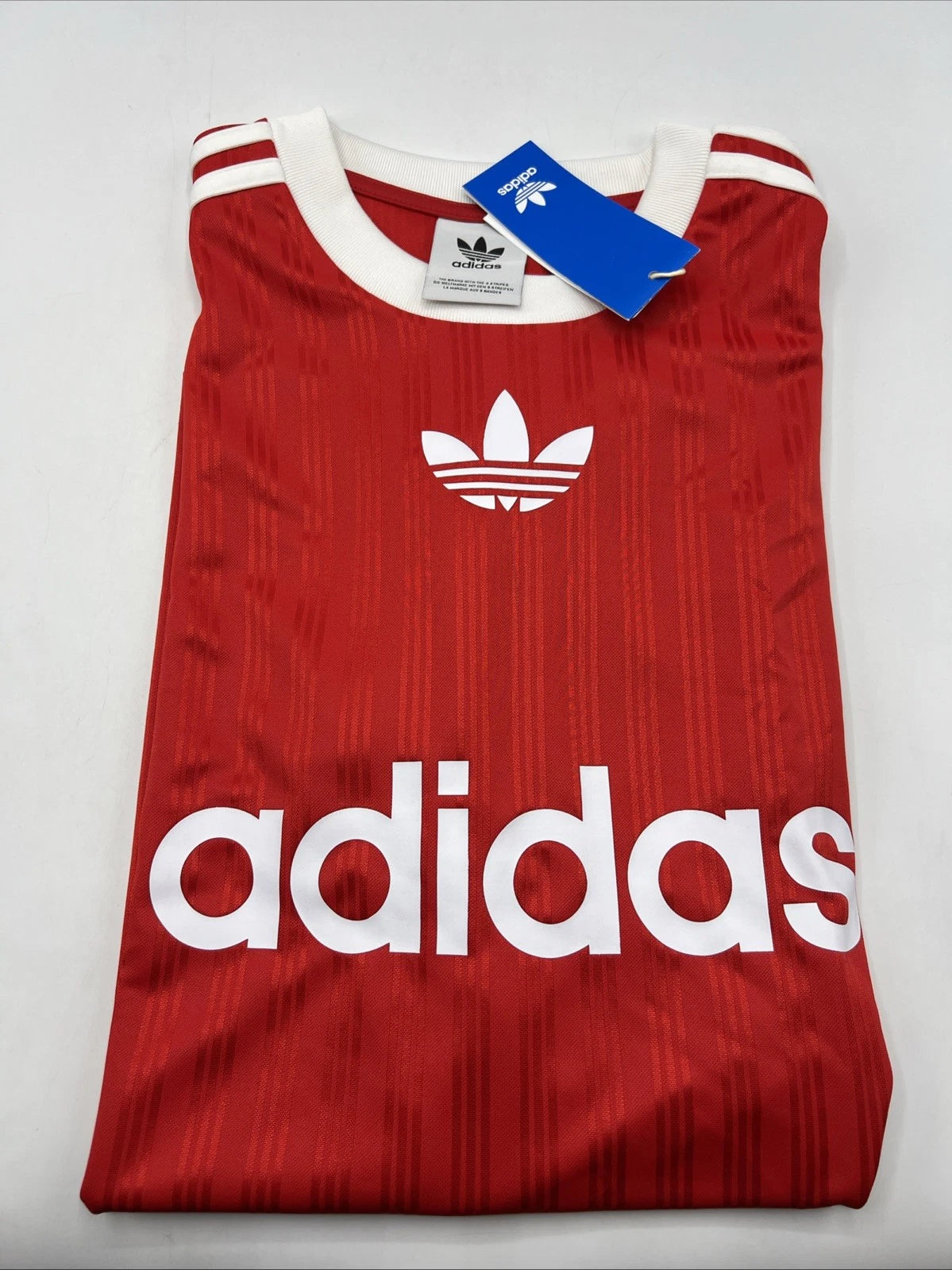 adidas originals Adicolor Poly Tee  Men's Size M Red White Stripes Shirt New